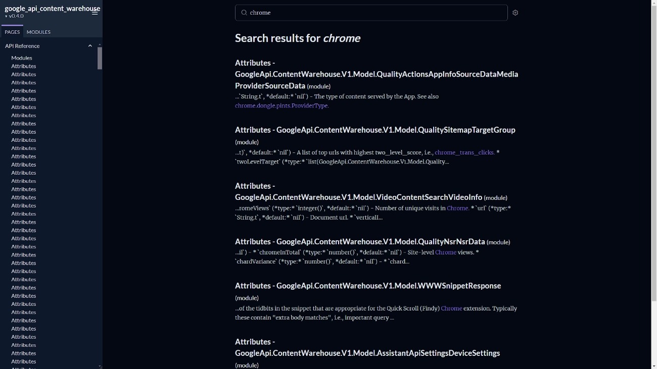 Google leak API Content warehouse document